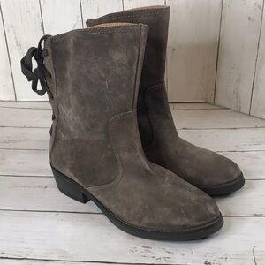 Taupe Nine West Leather Krasher Back Lace Boot
